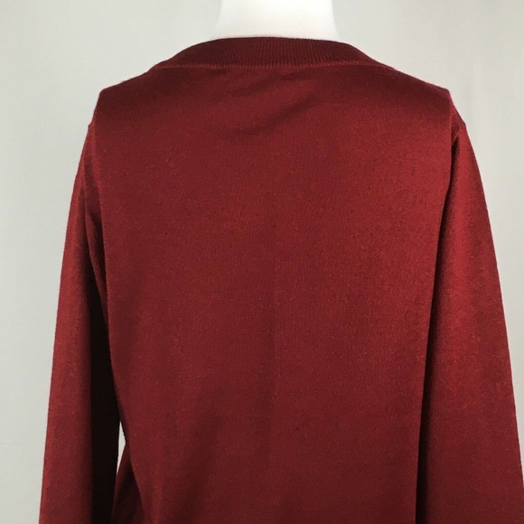 J. Crew Sweater Womens Sz M Maroon Red Merino Wool Blend Pullover - Picture 4 of 8